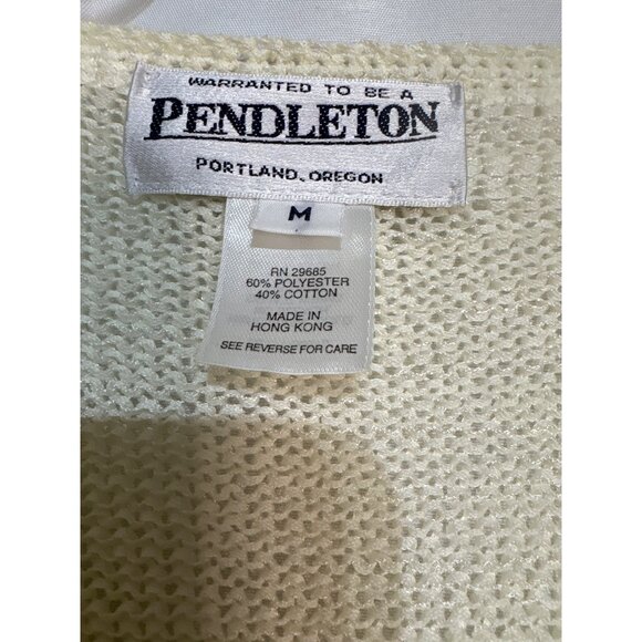 Pendleton Womens Cream Button-Down Cardigan Sweater Size M 60% Polyester 40% Cot - Picture 3 of 5